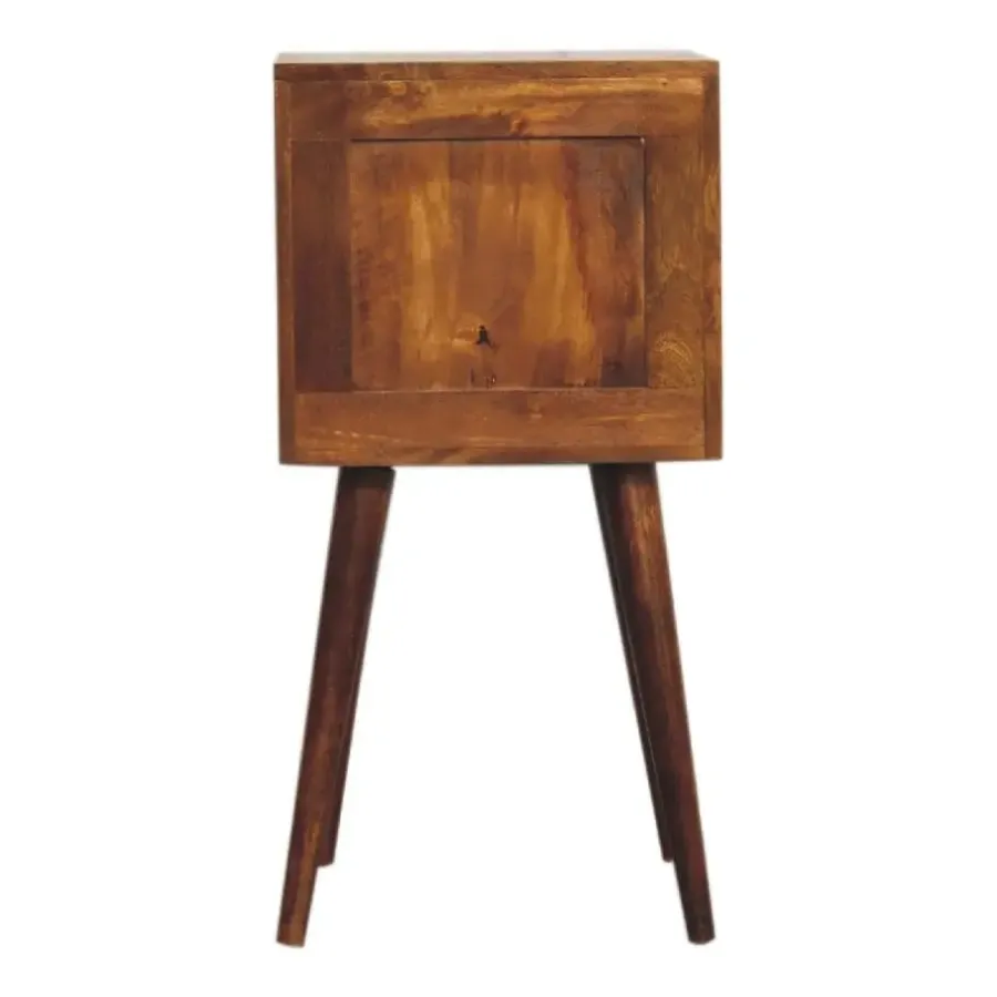 Nachtkastjes|Nachtkastjes-Artisan Furniture Massief Houten Eiken-achtige Kastanje Kubus Nachtkastje