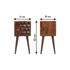 Nachtkastjes|Nachtkastjes-Artisan Furniture Massief Houten Eiken-achtige Kastanje Kubus Nachtkastje