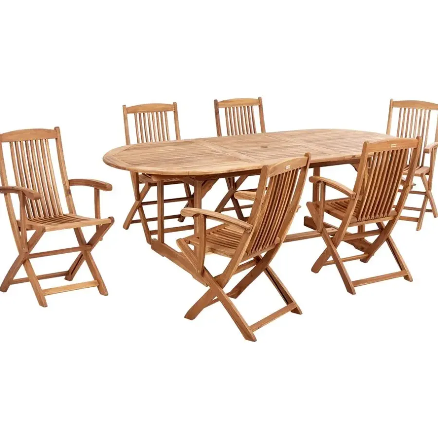 Beliani MAUI II - Tuinset voor 6 - Lichte houtkleur - Acaciahout