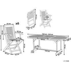 Beliani MAUI II - Tuinset voor 6 - Lichte houtkleur - Acaciahout