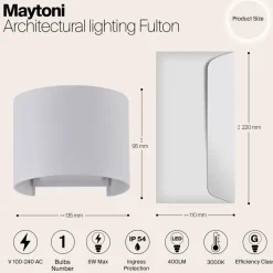 Maytoni Outdoor - Architecturale verlichting Fulton - Wit