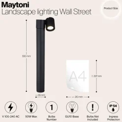 Maytoni Outdoor - Landschapsverlichting Wall Street - Zwart