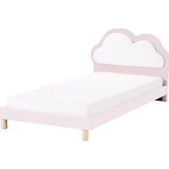 1-Persoons Bedden-Beliani MAZOU - Eenpersoonsbed - Roze - 90 x 200 cm - Fluweel