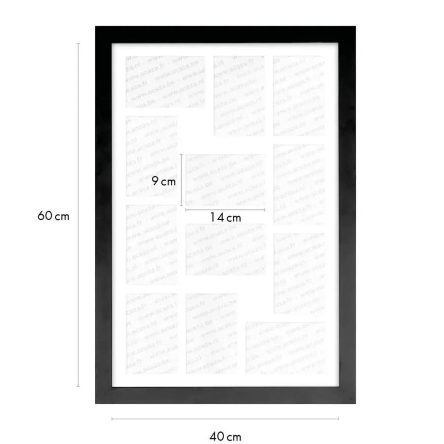 Merkloos MDF Fotokader - voor 12 Foto's van 10x15cm - Fotolijst 40x60cm - Zwart