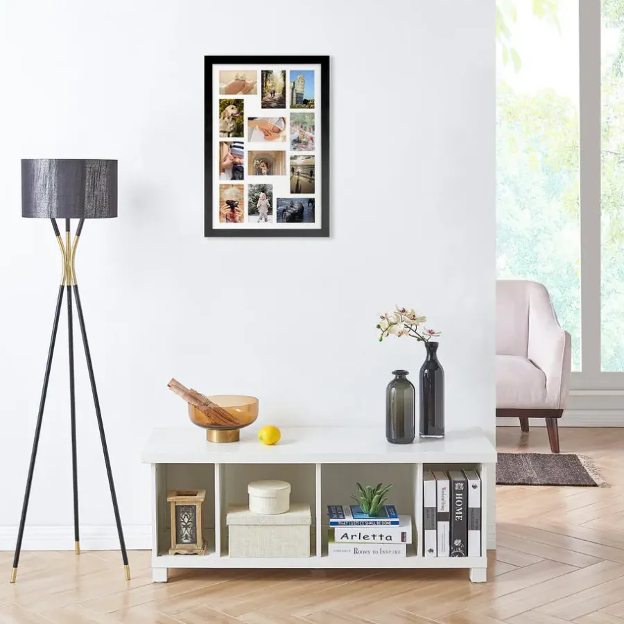 Merkloos MDF Fotokader - voor 12 Foto's van 10x15cm - Fotolijst 40x60cm - Zwart