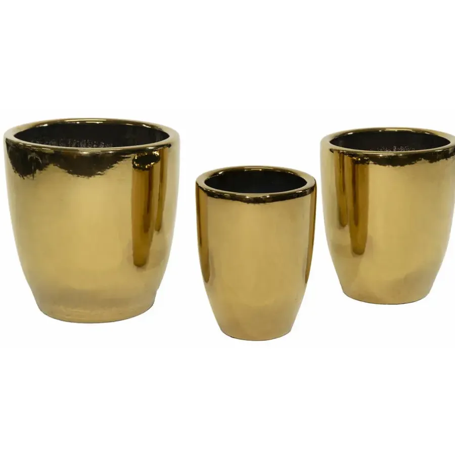 Mega Collections Bloempot Emperor - rond - goud - D33 x H38 cm