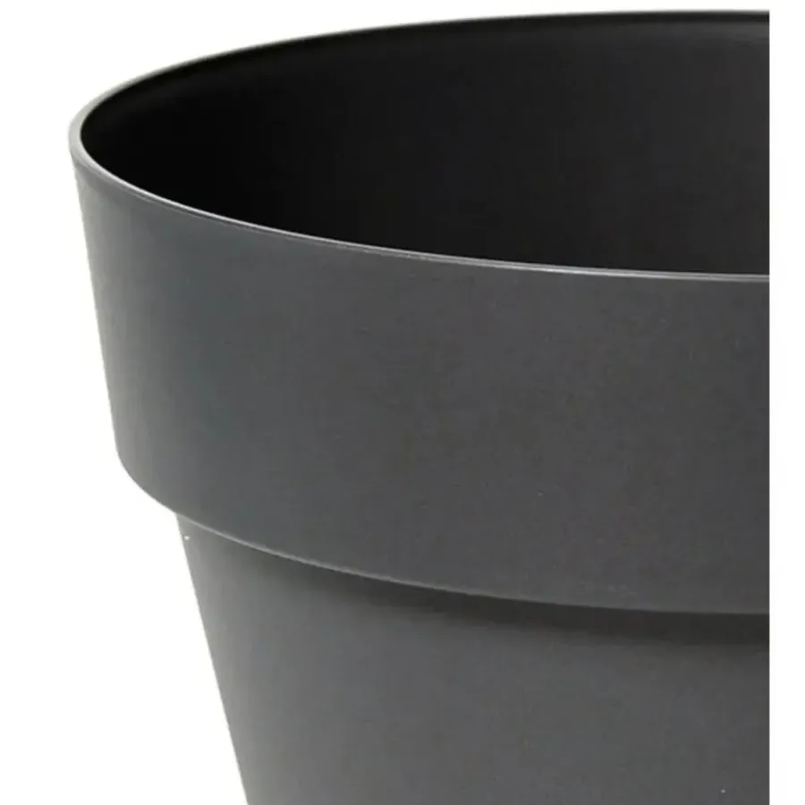Mega Collections Plantenpot/bloempot - kunststof - zwart - D26 cm