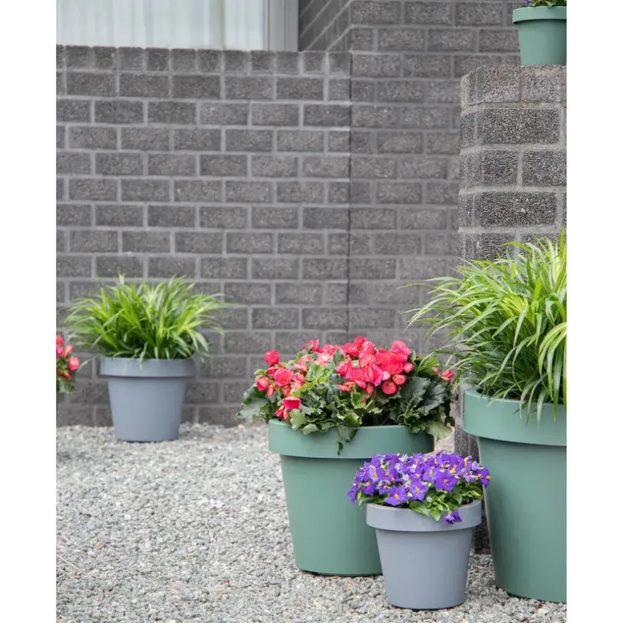 Bloempotten-Mega Collections Plantenpot/bloempot - kunststof - grijs - D35 cm