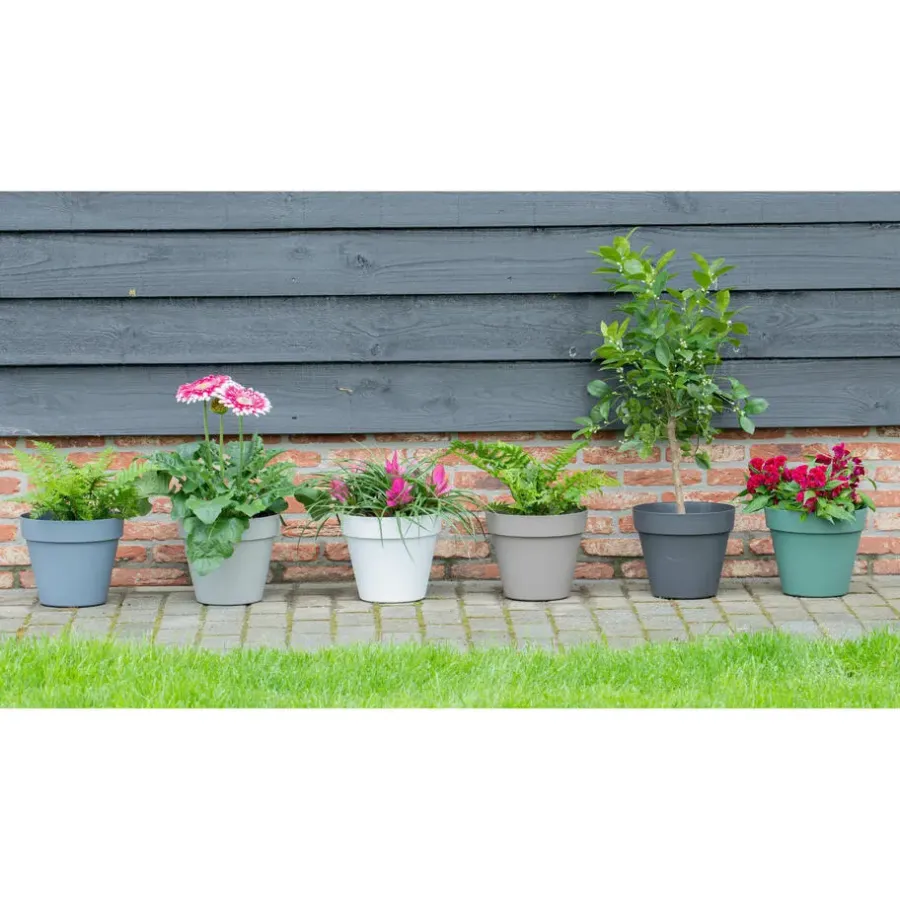 Bloempotten-Mega Collections Plantenpot/bloempot - kunststof - grijs - D35 cm