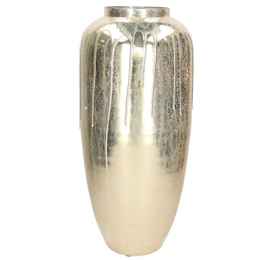 Mega Collections Vaas Oman Drip - goud - glas - D24 x H53 cm