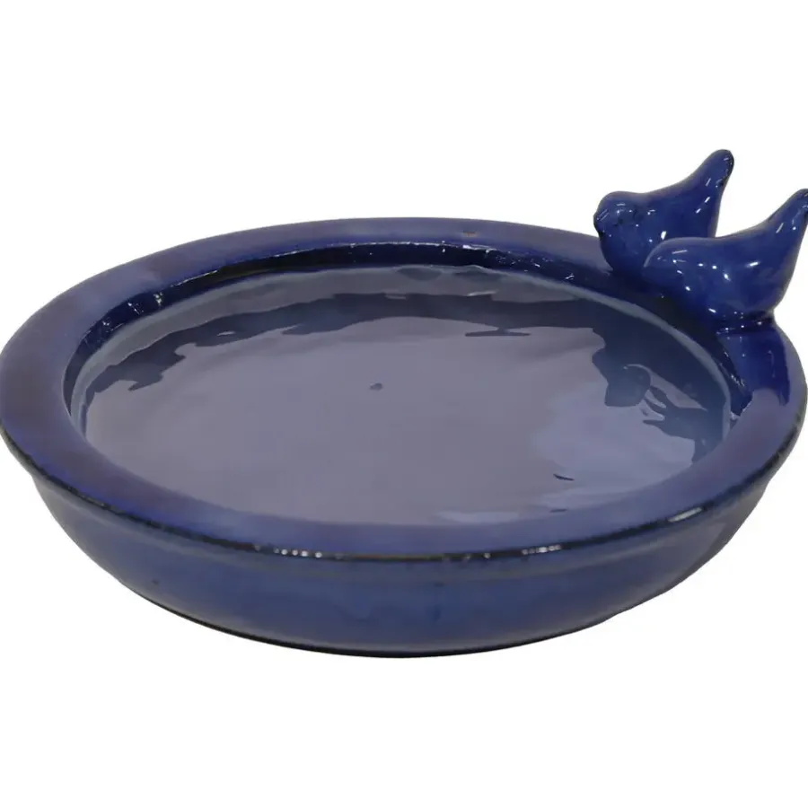 Tuindecoratie-Mega Collections vogelbad/voederschaal - blauw - D30 x H11cm