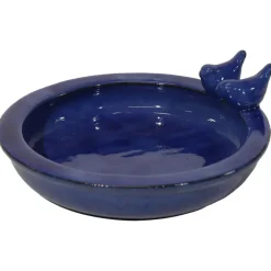 Tuindecoratie-Mega Collections vogelbad/voederschaal - blauw - D30 x H11cm