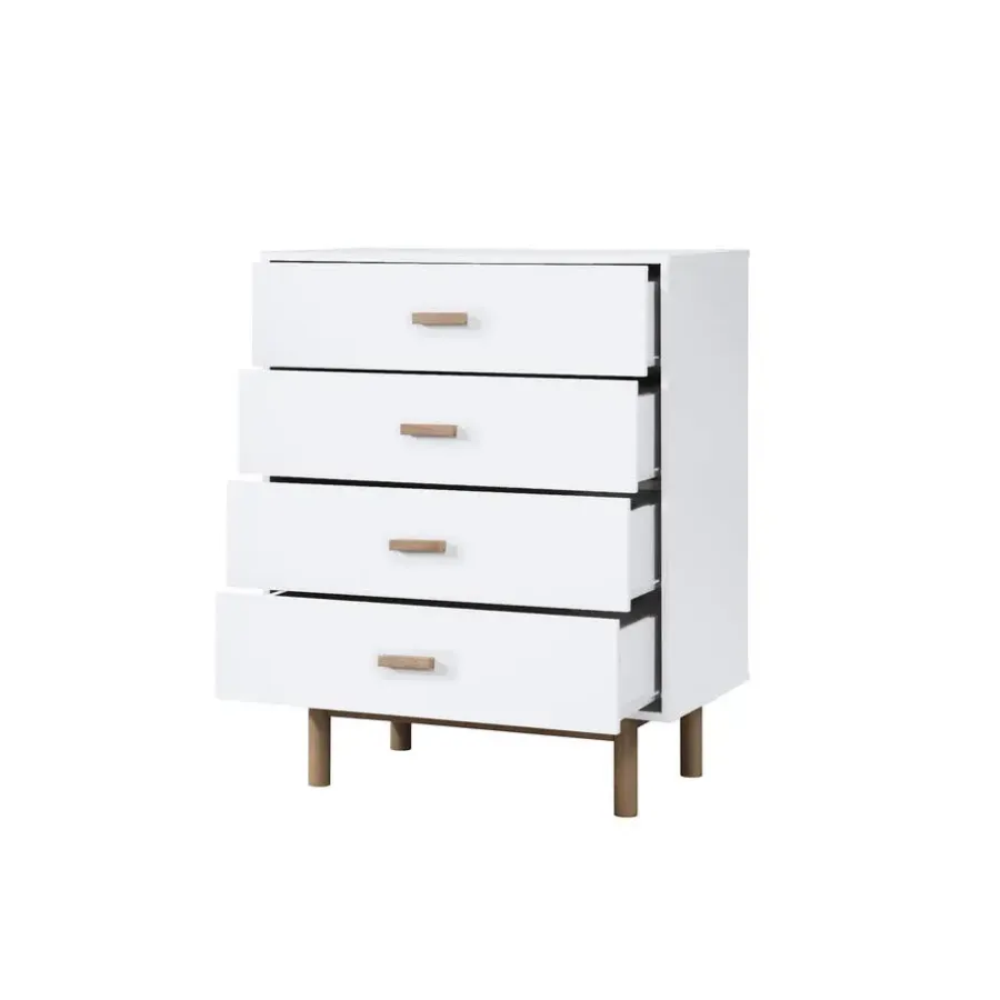 Loft24 Melanie - Commode met 4 laden in spaanplaat van wit eiken
