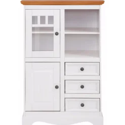 Dressoirs-Loft24 Melissa - Dressoir met 4 deuren en 2 laden in wit / natuurlijk grenen