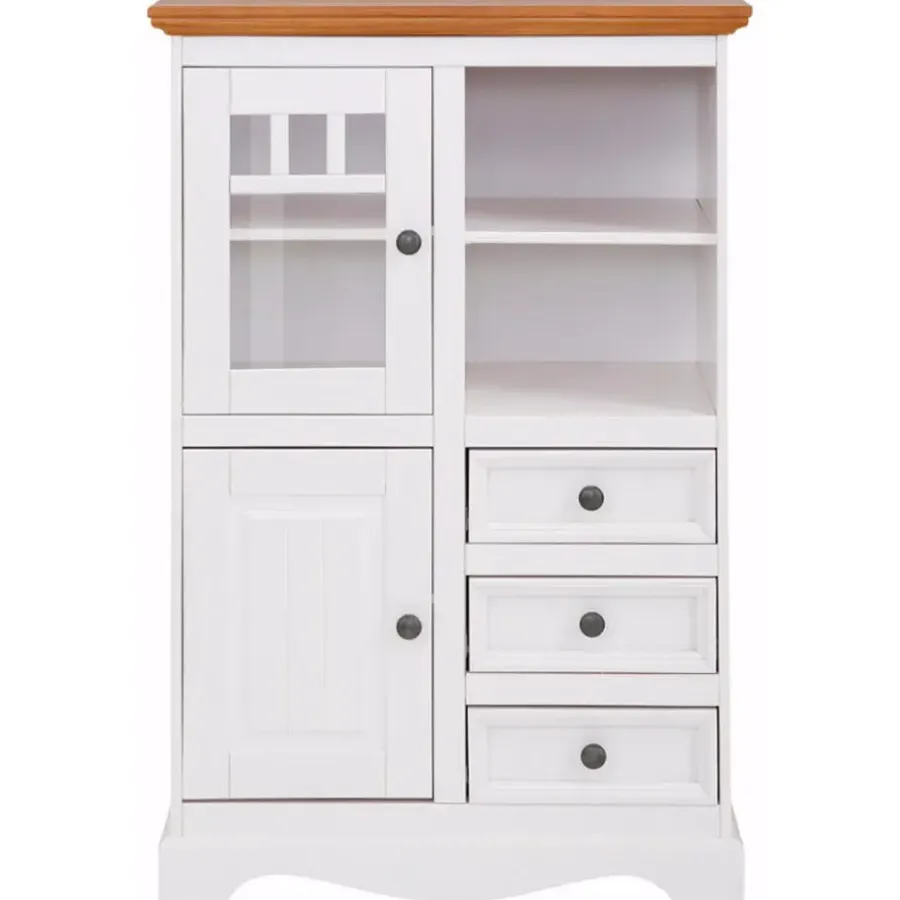 Dressoirs-Loft24 Melissa - Dressoir met 4 deuren en 2 laden in wit / natuurlijk grenen