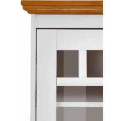 Buffetkasten-Loft24 Melissa - Kast met 2 glazen deuren en 3 laden in wit grenen