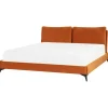 Beliani MELLE - Tweepersoonsbed - Oranje - 180 x 200 cm - Fluweel