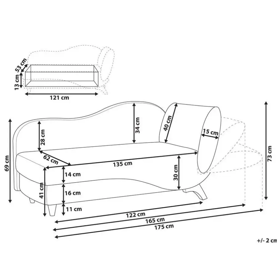 Beliani MERI II - Chaise longue - Lichtgrijs - Rechterzijde - Fluweel