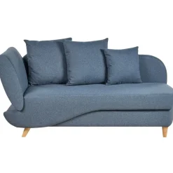 Beliani MERI II - Chaise longue met opbergruimte - Blauw - Links - Fluweel