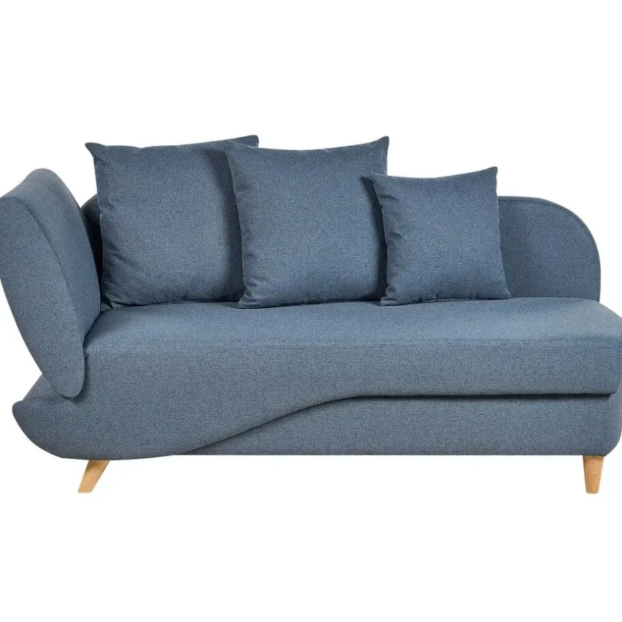 Beliani MERI II - Chaise longue met opbergruimte - Blauw - Links - Fluweel