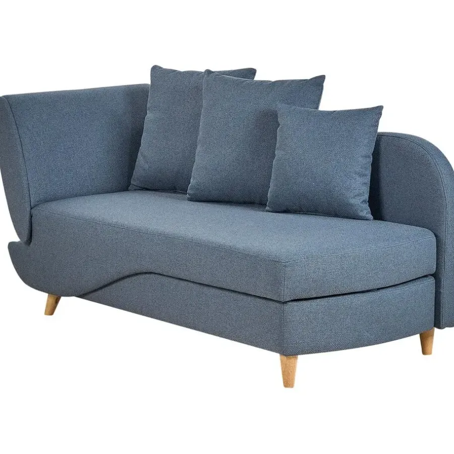 Beliani MERI II - Chaise longue met opbergruimte - Blauw - Links - Fluweel