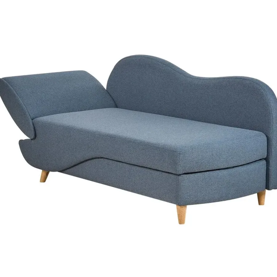 Beliani MERI II - Chaise longue met opbergruimte - Blauw - Links - Fluweel