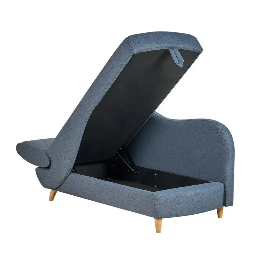 Beliani MERI II - Chaise longue met opbergruimte - Blauw - Links - Fluweel
