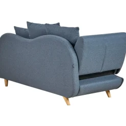 Beliani MERI II - Chaise longue met opbergruimte - Blauw - Links - Fluweel
