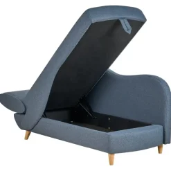 Beliani MERI II - Chaise longue met opbergruimte - Blauw - Links - Fluweel