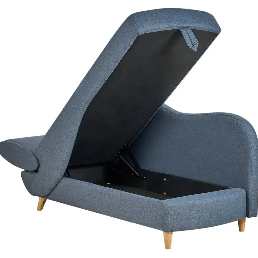 Beliani MERI II - Chaise longue met opbergruimte - Blauw - Links - Fluweel