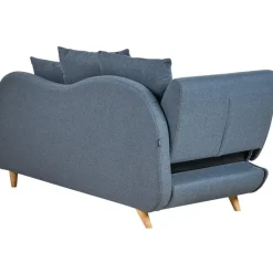 Beliani MERI II - Chaise longue met opbergruimte - Blauw - Links - Fluweel