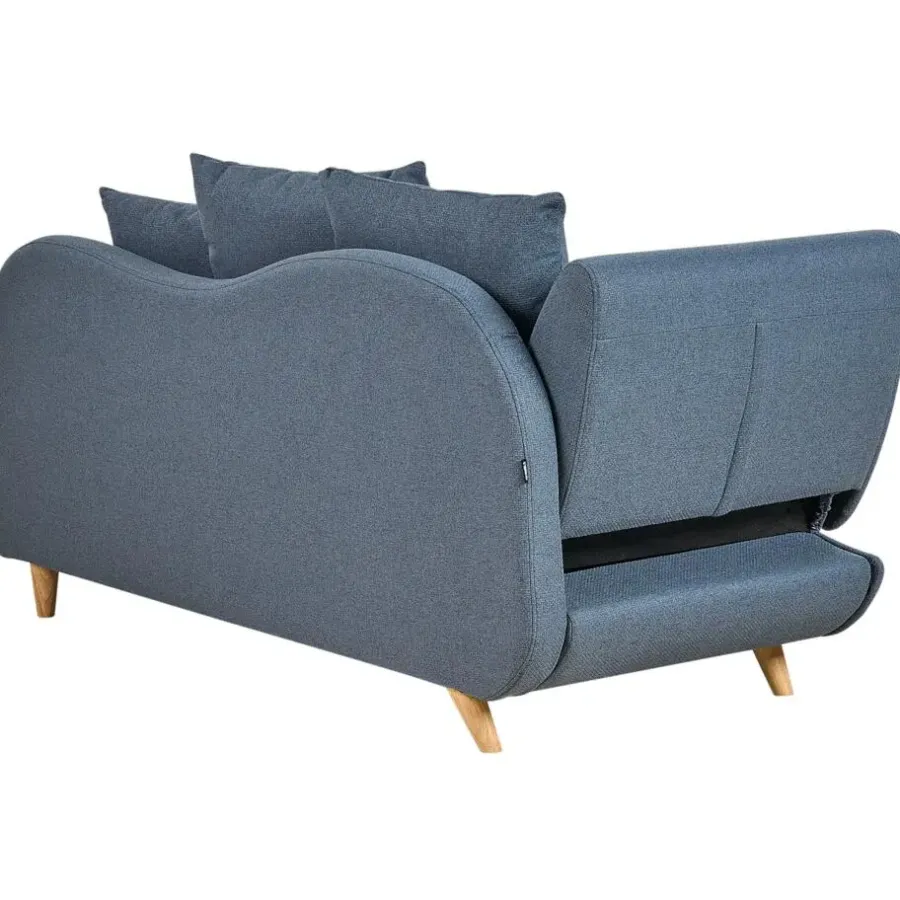 Beliani MERI II - Chaise longue met opbergruimte - Blauw - Links - Fluweel