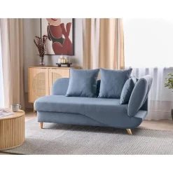 Beliani MERI II - Chaise longue met opbergruimte - Blauw - Rechts - Fluweel