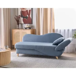 Beliani MERI II - Chaise longue met opbergruimte - Blauw - Rechts - Fluweel