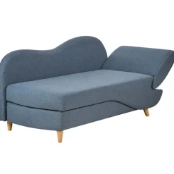 Beliani MERI II - Chaise longue met opbergruimte - Blauw - Rechts - Fluweel