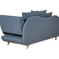 Beliani MERI II - Chaise longue met opbergruimte - Blauw - Rechts - Fluweel