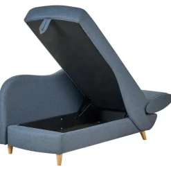 Beliani MERI II - Chaise longue met opbergruimte - Blauw - Rechts - Fluweel