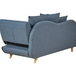 Beliani MERI II - Chaise longue met opbergruimte - Blauw - Rechts - Fluweel