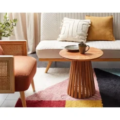 Beliani MESILLA - Ronde salontafel - Donkerhout - Acaciahout