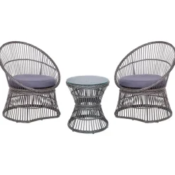 Beliani MESYNA - Bistro set - Taupe - PE rotan