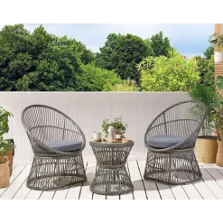 Beliani MESYNA - Bistro set - Taupe - PE rotan