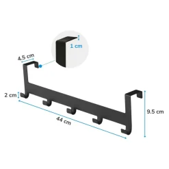 Kapstokken-ACAZA Metalen Deurkapstok Deurhanger Kapstok voor Handdoek en Kleding, Metaal, Zwart