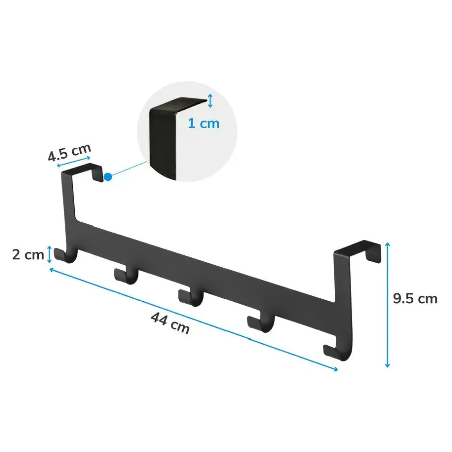 Kapstokken-ACAZA Metalen Deurkapstok Deurhanger Kapstok voor Handdoek en Kleding, Metaal, Zwart