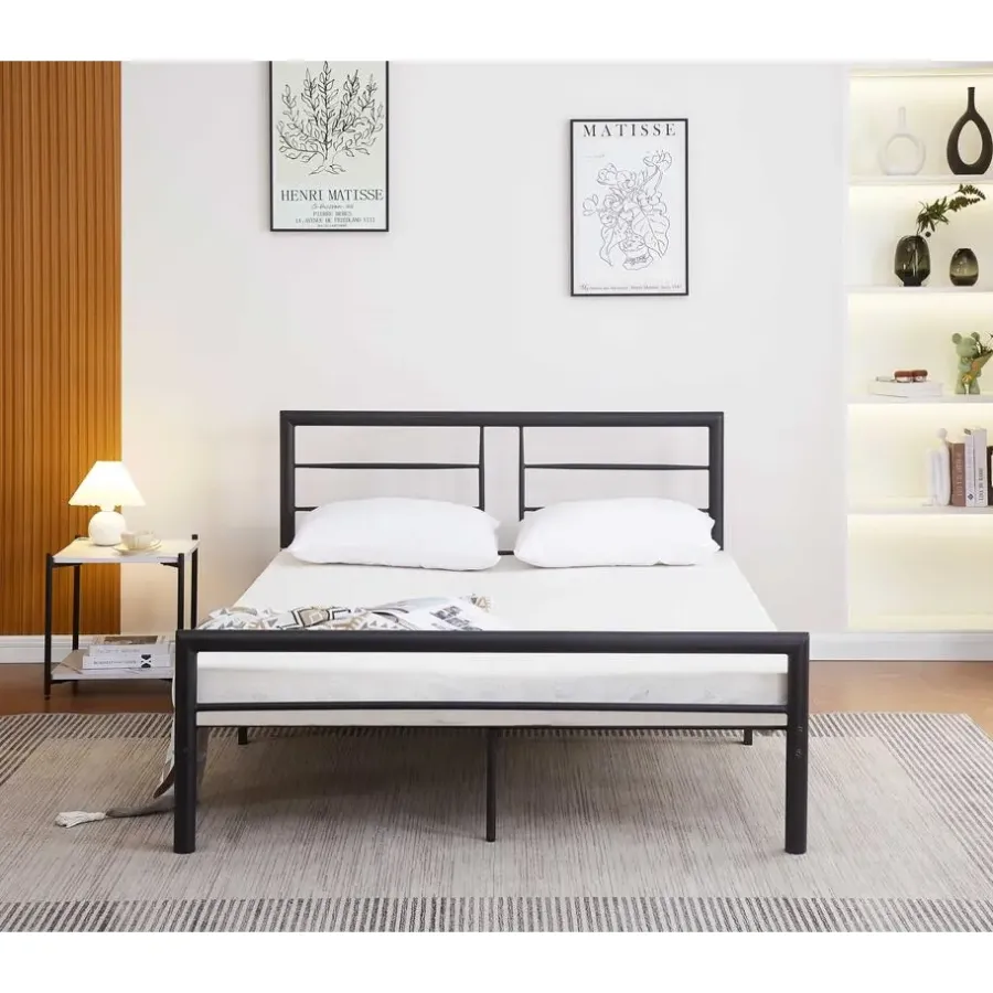 Emob Exclusive Metalen tweepersoonsbed Dixon - 140x200cm - mat zwart
