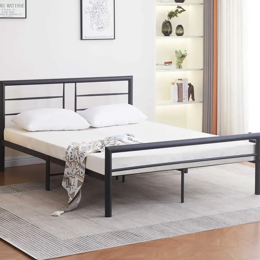 Emob Exclusive Metalen tweepersoonsbed Dixon - 140x200cm - mat zwart