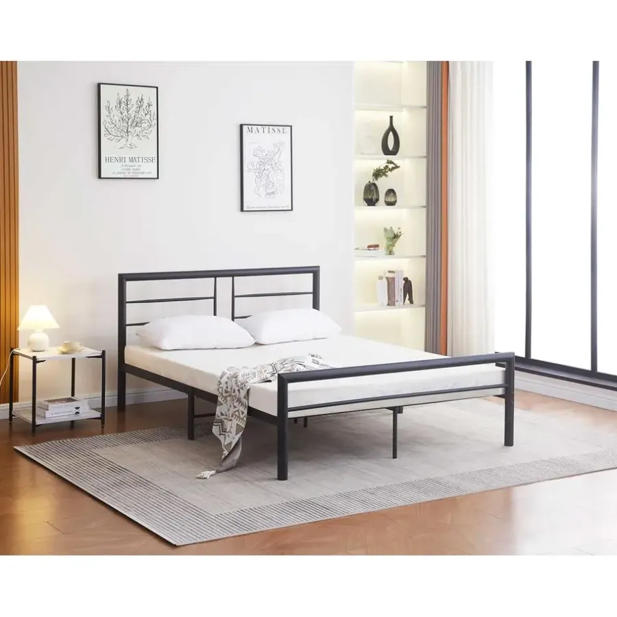 Emob Exclusive Metalen tweepersoonsbed Dixon - 140x200cm - mat zwart