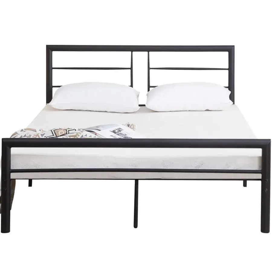 Emob Exclusive Metalen tweepersoonsbed Dixon - 140x200cm - mat zwart