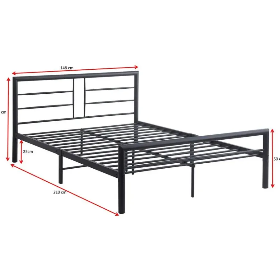 Emob Exclusive Metalen tweepersoonsbed Dixon - 140x200cm - mat zwart