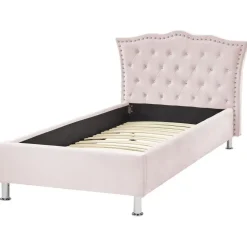 1-Persoons Bedden-Beliani METZ - Eenpersoonsbed - Roze - 90 x 200 cm - Fluweel