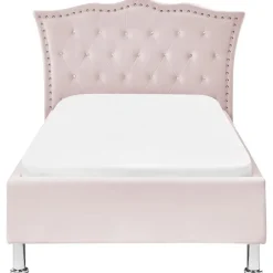 1-Persoons Bedden-Beliani METZ - Eenpersoonsbed - Roze - 90 x 200 cm - Fluweel